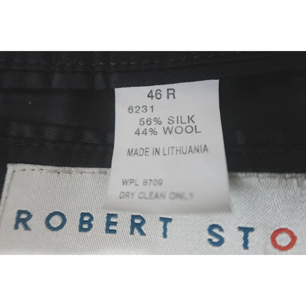 Robert Stock 46R Silk Wool‎ Blend Houndstooth Tan Brown Check Sport Coat Blazer